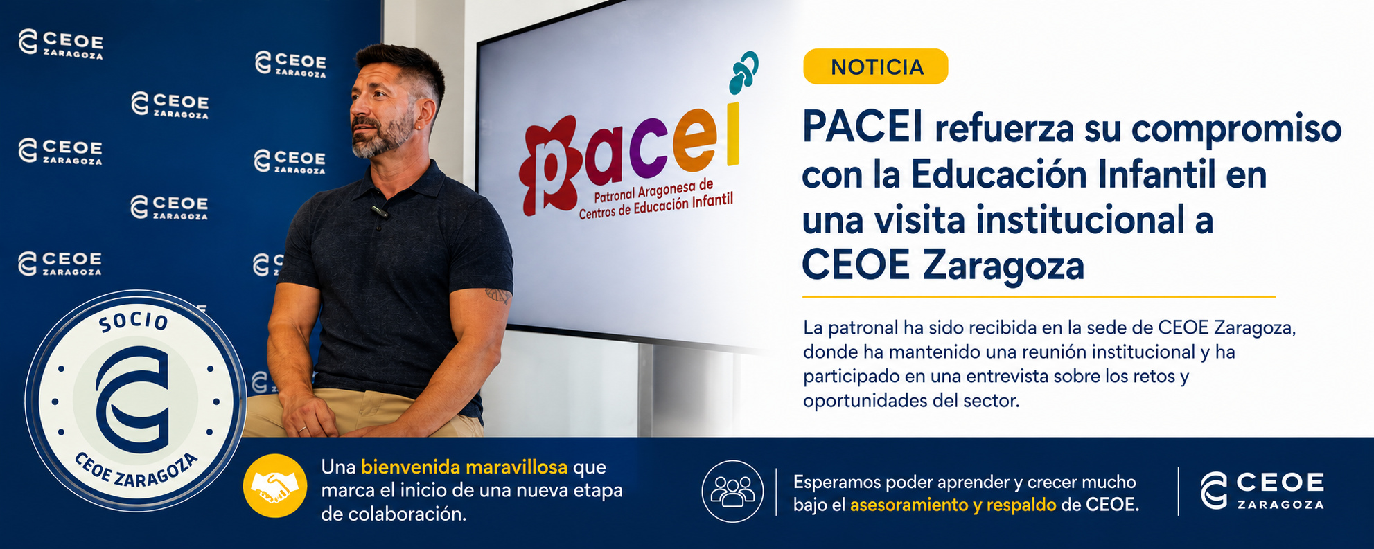 PACEI refuerza su compromiso con la Educación Infantil en una visita institucional a CEOE Zaragoza